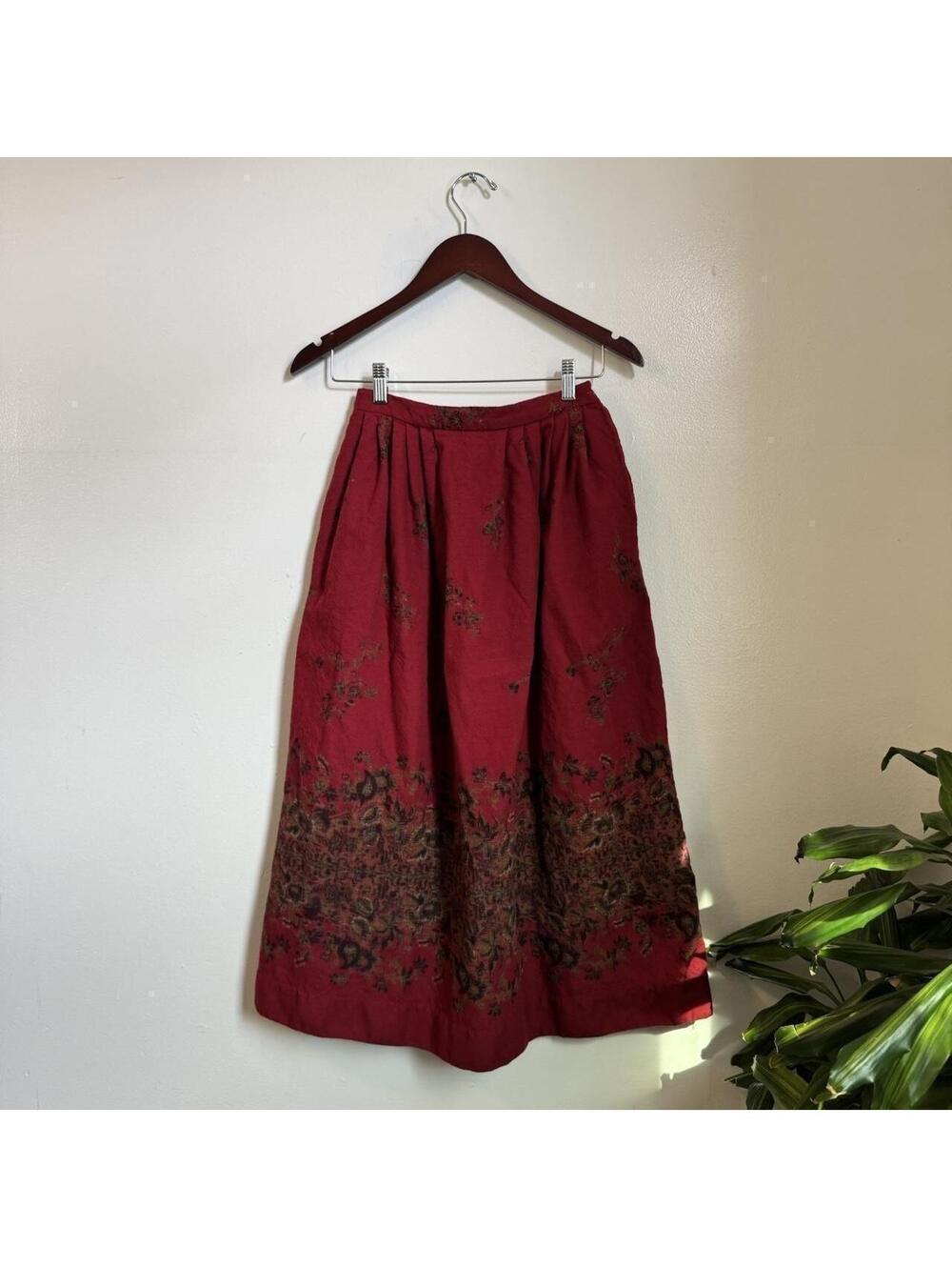 Vintage 80s/90s John Mazzo Corbin Floral Pleated Midi Skirt - Picture 2 of 8
